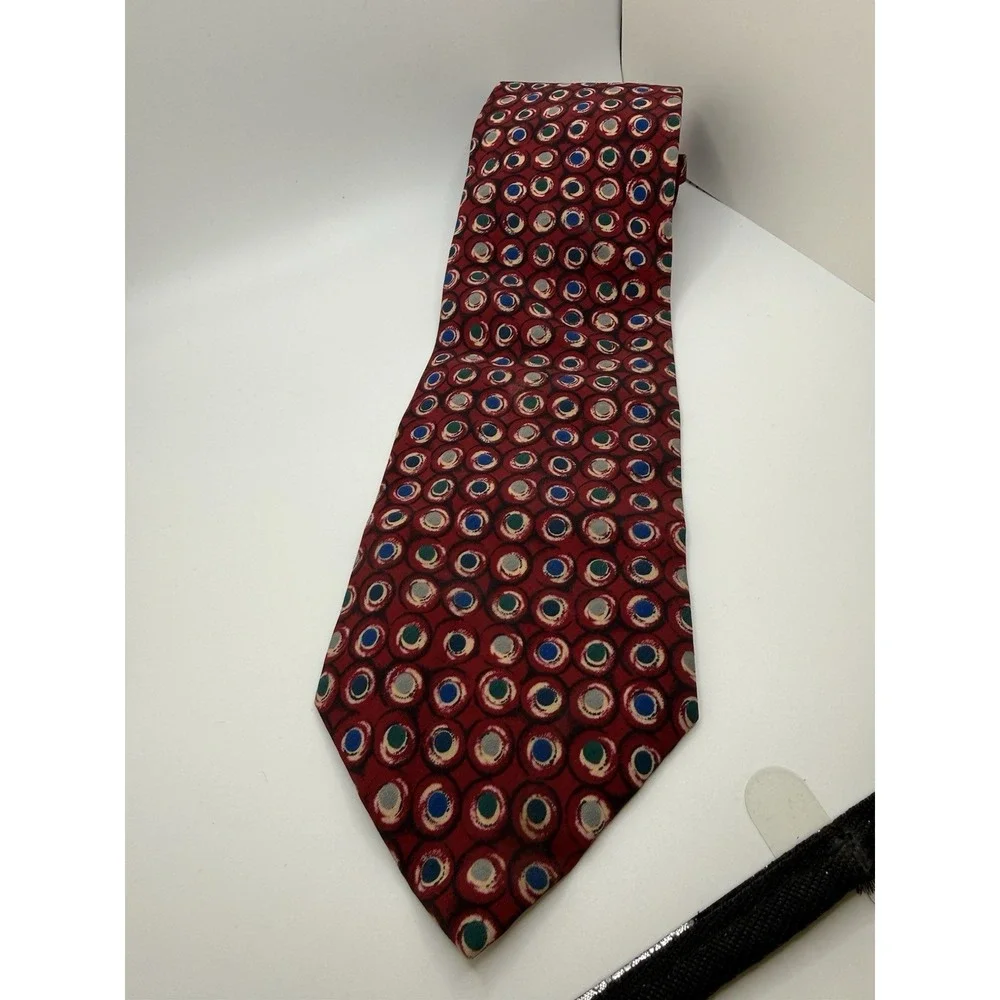 Vintage Christian Dior Monsieur Tie Red Geometric Dot Abstract USA 59